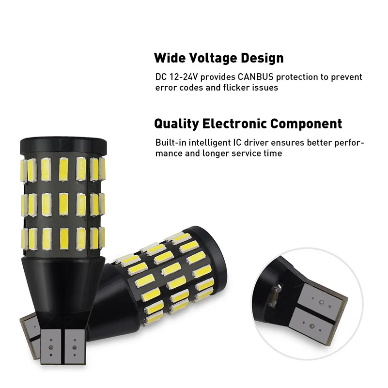 2 шт. T15 LED W16W Canbus лампа без ошибок 920 921 912 1500LM автомобильная заднего хода 54 SMD