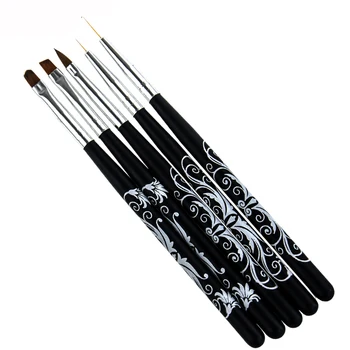 

Black Flower French Nail Art Brush Drawing Painting Pen Manicure Tools Liner Builder Crystal Oblique UV Gel Acrylic Carving Pens