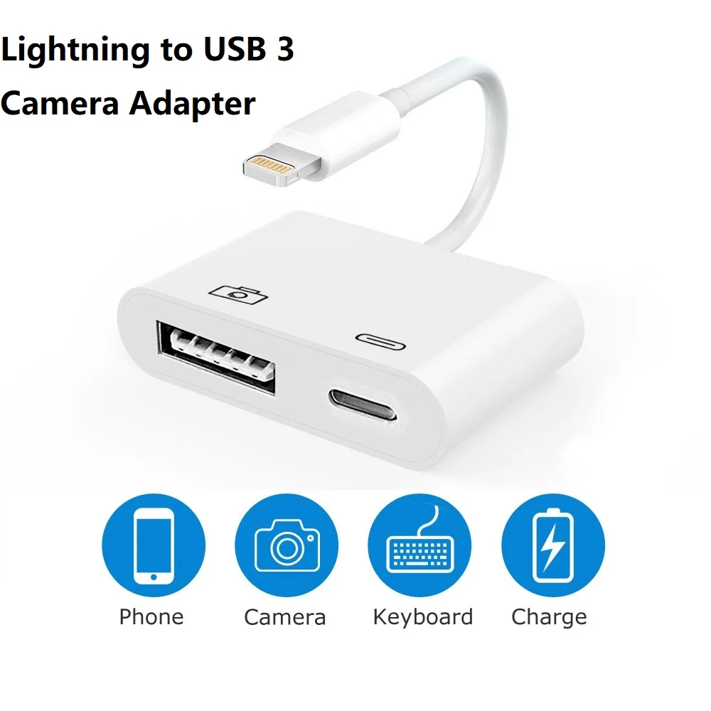  USB 3 Camera Adapter,3 in 1 USB Female OTG Adapter with  Charging and 3.5mm Headphone Audio Jack Splitter for iPhone/iPad,Support  USB Flash Drive,MIDI Keyboard : Electronics