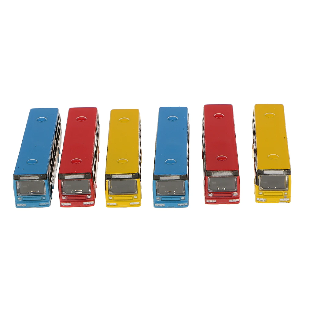 6pcs N Gauge 1:160 Scale Painted Model Bus For Parking Scenery Train Layout
