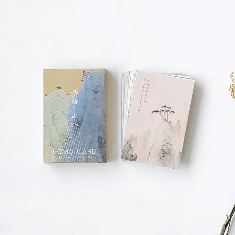 

28 Sheets/Set Chinese Poetry Landscape Mini Greeting Card Postcard/Wish Card/Christmas And New Year Gifts