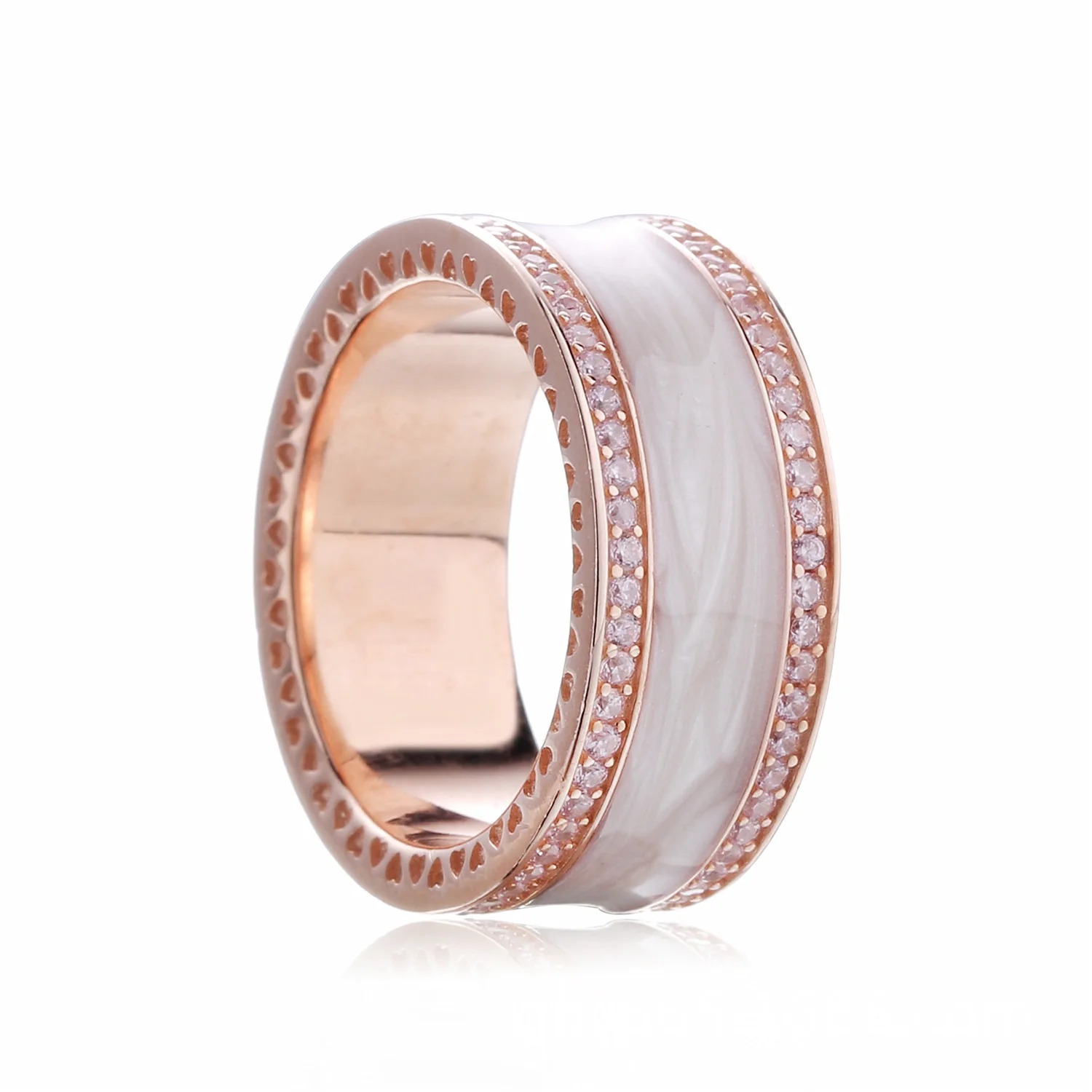 

Authentic 925 Sterling Silver Ring Rose Gold Pink Hearts Of Pandora Band Rings With Crystal For Women Wedding Gift Jewelry