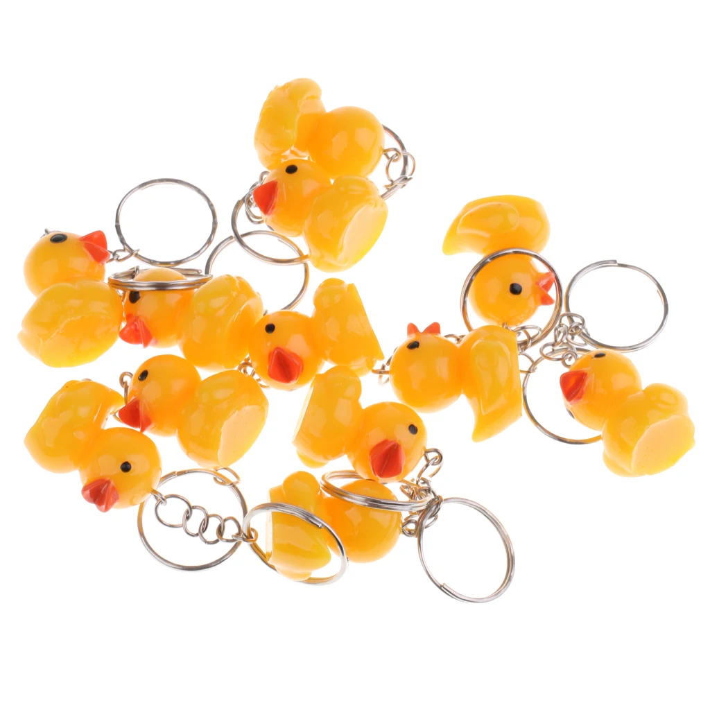 12 Pcs Key Chains Simulation Cute Yellow Duck Doll Figures Keychain Keyring Pendant Toy Gift Collectibles Keychain DIY Making