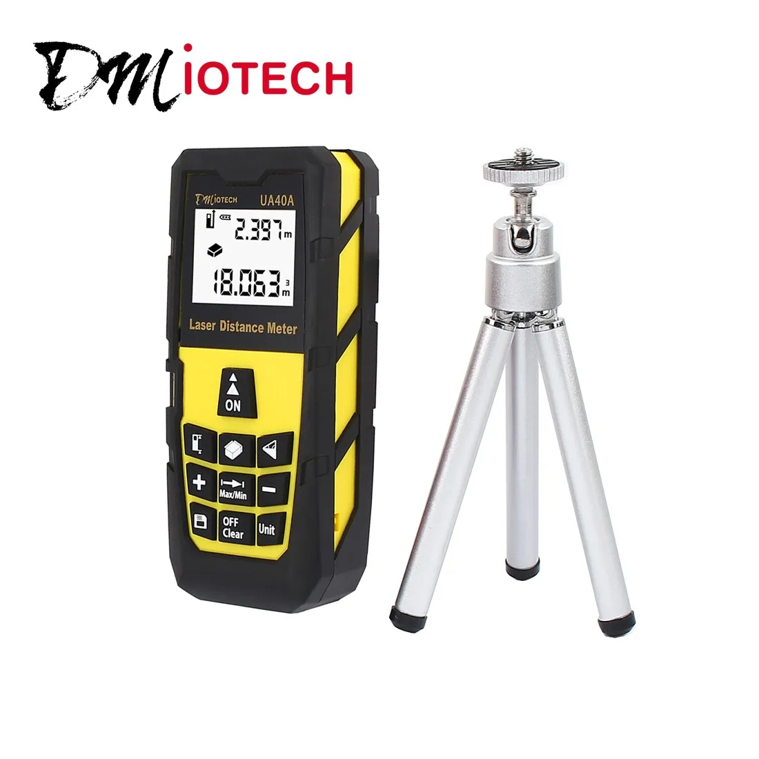 

UXCELL 131Ft 40M Mini Handheld Digital Laser Distance Meter Rangefinder Measure Tape Diastimeter Yellow With Tripod