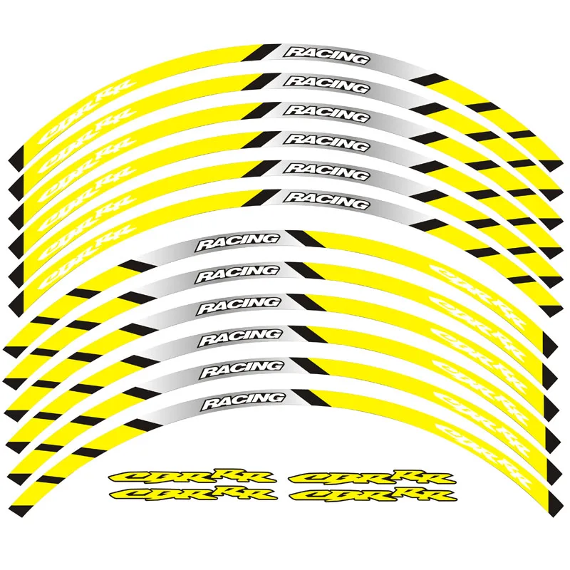Новая высококачественная наклейка для колес мотоцикла, 12 шт., светоотражающий обод в полоску для Honda CBR250RR CBR600RR CBR1000RR CBR300RR CBRRR - Цвет: 2