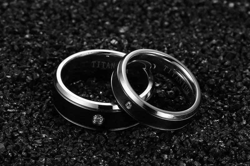 Vnox Титан кольцо для Для женщин/Для мужчин свадебные Обручение кольцо не аллергия 6 мм/8 мм для 1 шт