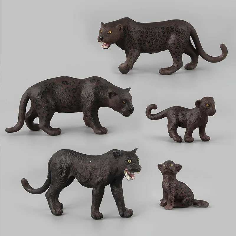 

Wild animal Leopard Models figures toys PVC Simulation parent African Leopard Decorate collection Cheetah Cub toys For Kids
