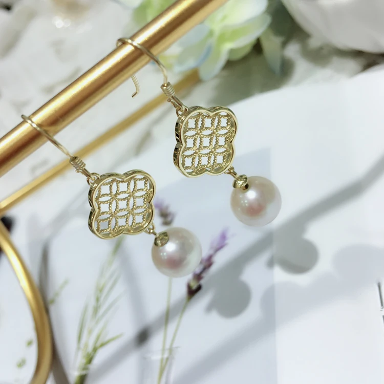 

AAAA Freshwater Cultured pearl Positive light white fresh water pearl earring earrings with round 925 silver female