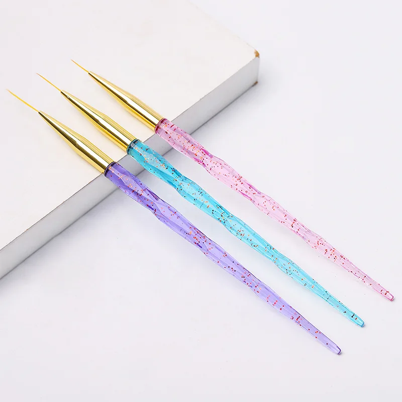

3pc/Set Nail Art Liner Painting Brush French Lines Stripes Grid 3colors Curved Handle Ideal For UV Gel Nail Art Tool Brushes Kit