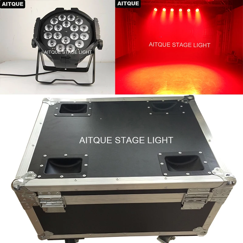 4 шт./случае этапе светодио дный par 64 dmx 18 шт. 18 Вт rgbwa uv Плоский светодио дный par 18x18 Вт Китай светодио дный консервные банки кейс