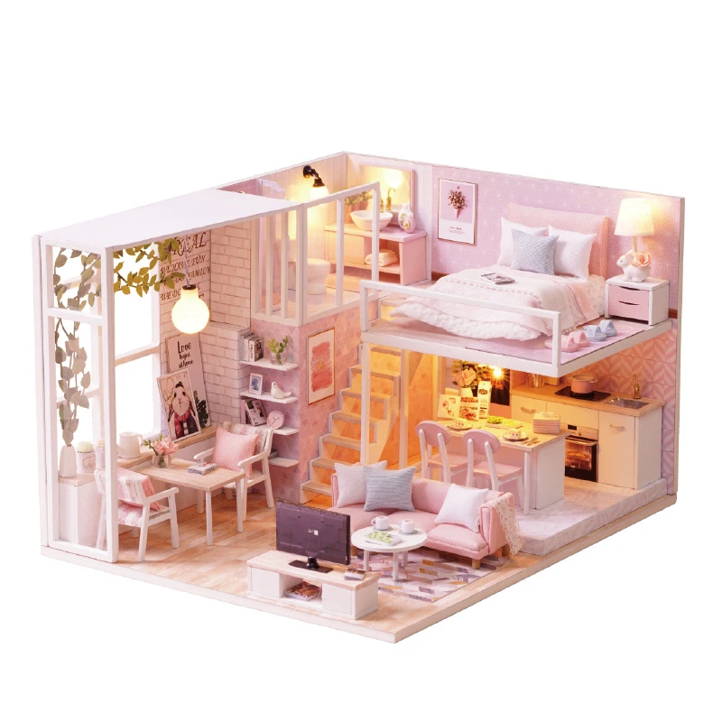 

Diy Handmade Wooden Miniaturas Dollhouse 3D Furniture Miniature Doll House Toys for Children Birthday Gifts
