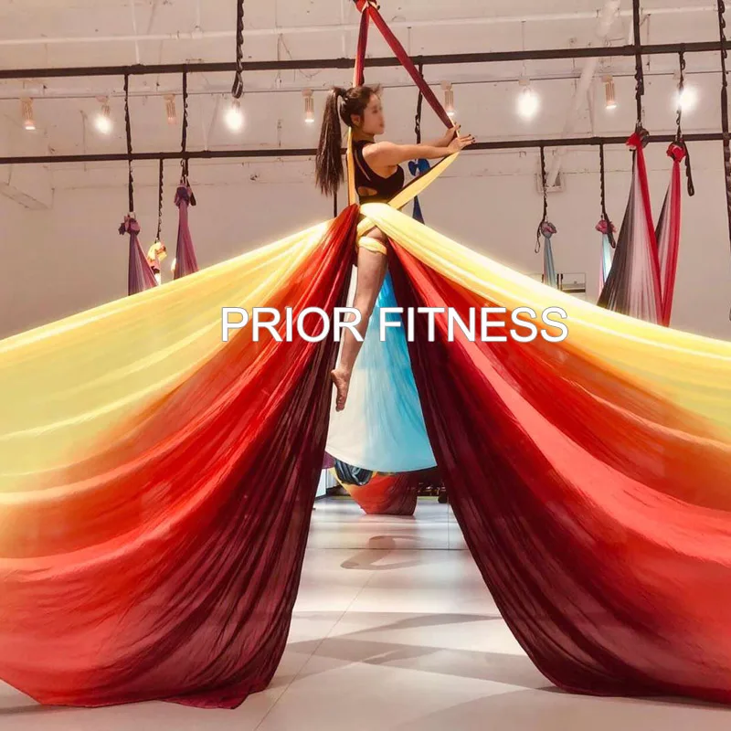 14 ярдов/12,8 м Ombre Aerial Silks Набор для йоги гамак трапеция слинг набор удлинительные ремни Антигравитационные нейлоновые качели для йоги