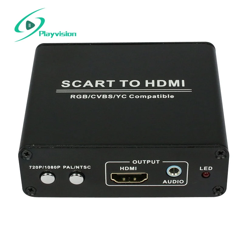 PLayvision SCART to HDMI audio Scaler Box Scales up SCART to HDTV resolution up to1080p Support input video systems NTSC/PAL