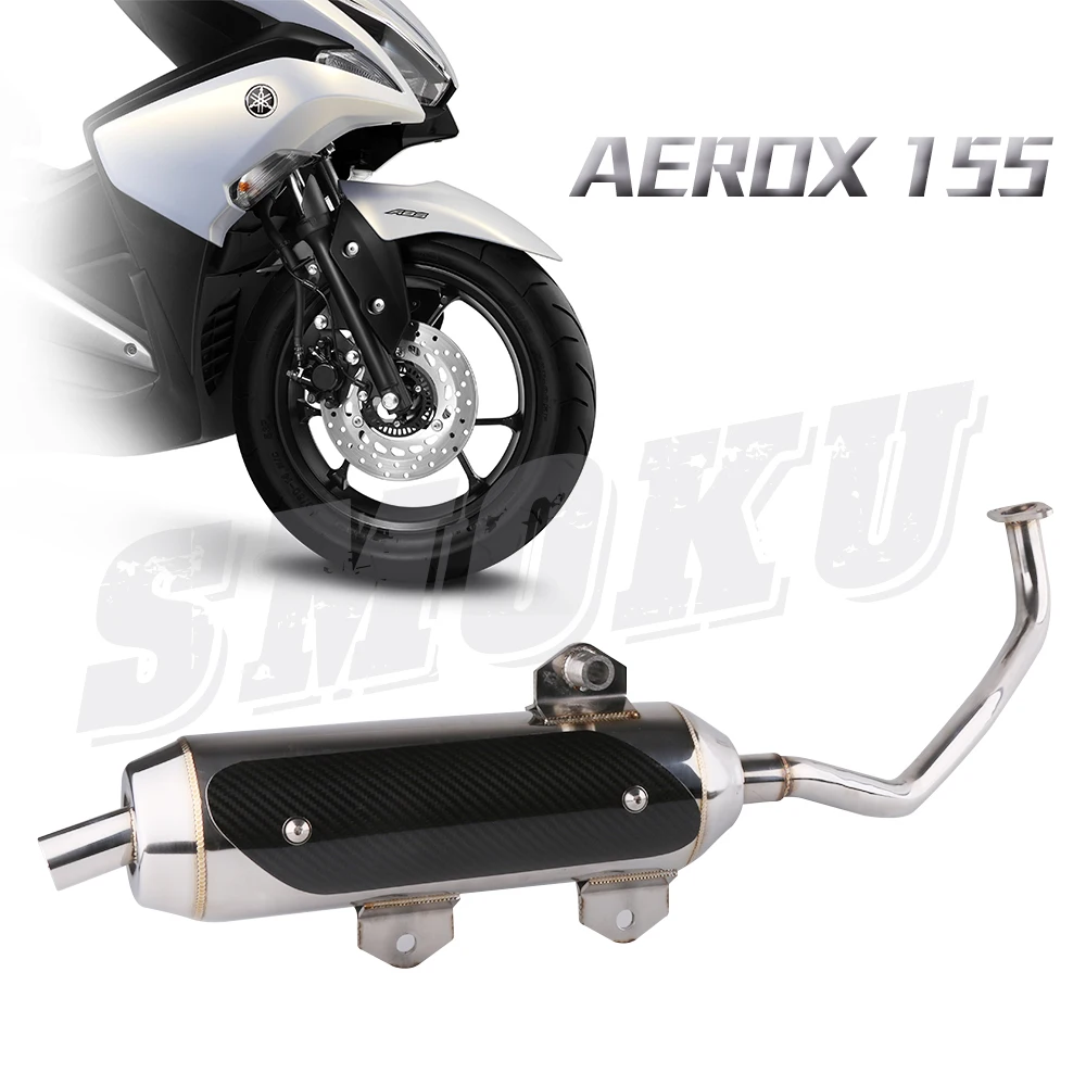 

Motorcycle Scooter Stainless Steel Carbon Fiber Tip Muffler Exhaust Pipe For YAMAHA NVX155 Aerox155