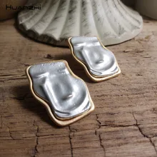 HUANZHI, Ретро стиль, гипербола, Необычные Геометрические Квадратные серьги-гвоздики из металлического сплава для женщин, девушек, вечерние, подарок для путешествий, ювелирное изделие