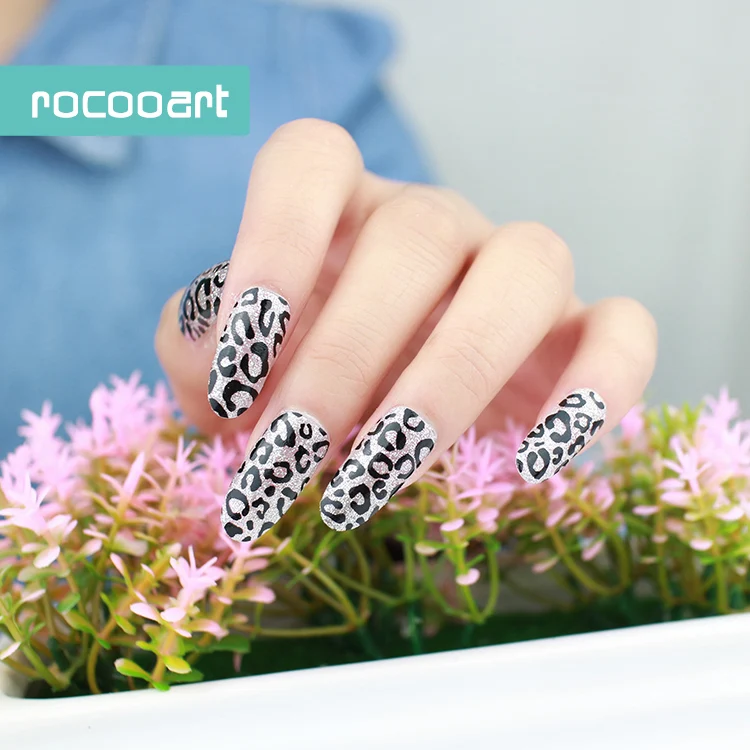 

8 Different Trendy Leopard&Zebra Black Nail Art Designs Finger Nail Wraps Nail Art Adhesive Manicure Nail Sticker for Women