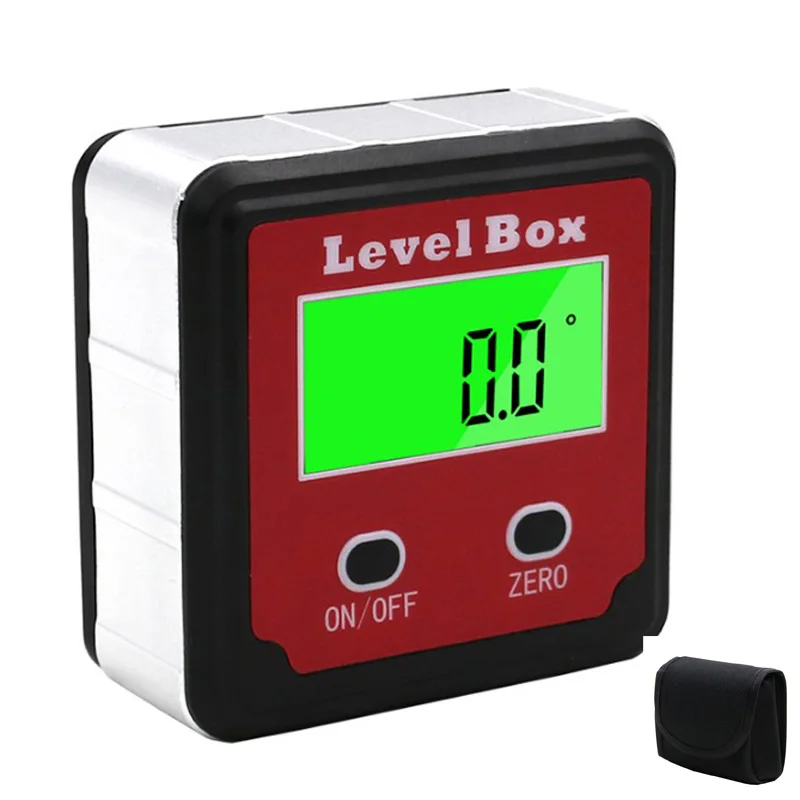  1Pc Red Precision Digital Protractor Inclinometer Level Box Digital Angle Finder Bevel Box With Mag