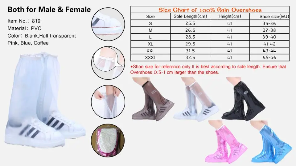 Size.Fashion Rainproof Shoe Cover for Men Women Shoes Protector Durable Reusable Waterproof Boot Covers Rain Boots Overshoes