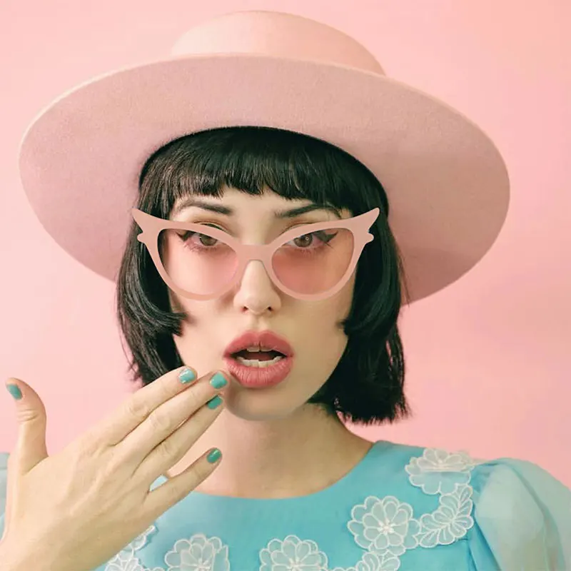 

Personality Trend Small Frame Cat Eye Sunglasses Women Sun Glasses Brand Designer Retro Leopard Box Gradient Color Lens Eyewear