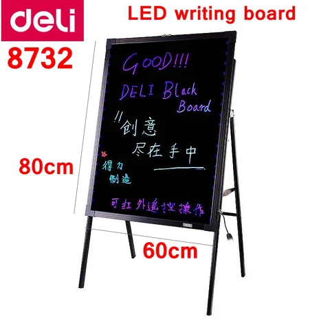 Placa de Escrita Eletrônica com Suporte Deli cm Placa Fluorescente 16 Cores Levou Outdoor 8732 Led 24×32 60×80