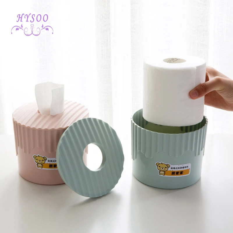

Cylindrical roll paper drawer Household round paper towel box Living room Coffee table Paper case Plastic roll paper tube