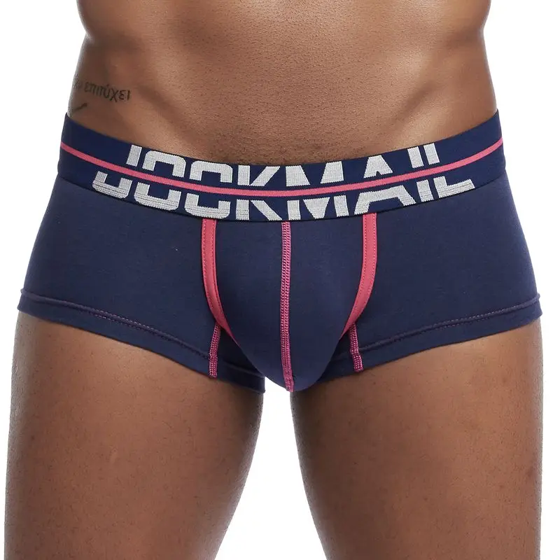 JOCKMAIL нижнее белье мужские боксеры камуфляж хлопок сексуальные мужские комфортные трусики из «дышащей» ткани трусы мужские боксеры мягкие трусы - Цвет: Тёмно-синий