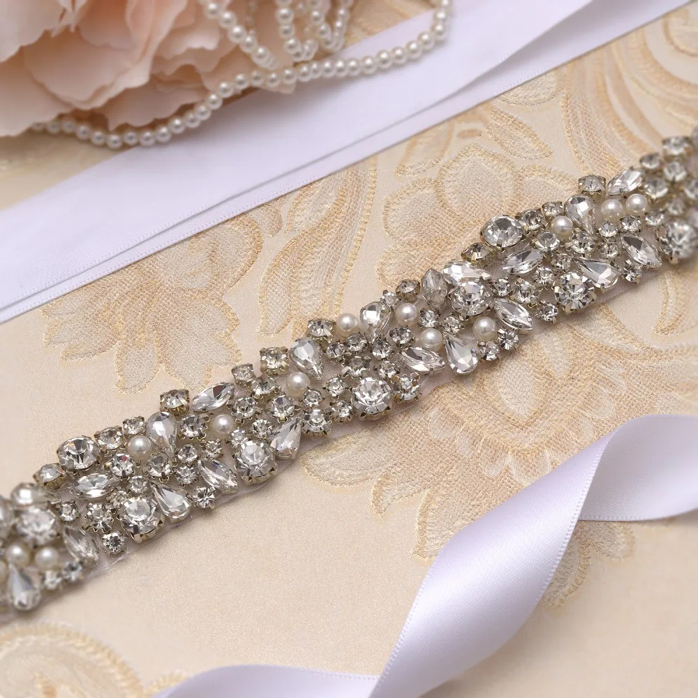 Yanstar кристалл пояс невесты тонкие алмазные свадебные платья из жемчуга ремень серебряные стразы пояс лента для свадьбы платья XY880