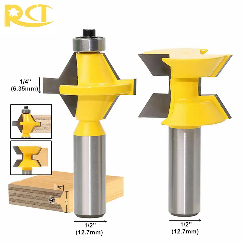 RCT 1/4'' Shank Lock Miter Router Bit 45 Degree Milling Cutters Wood