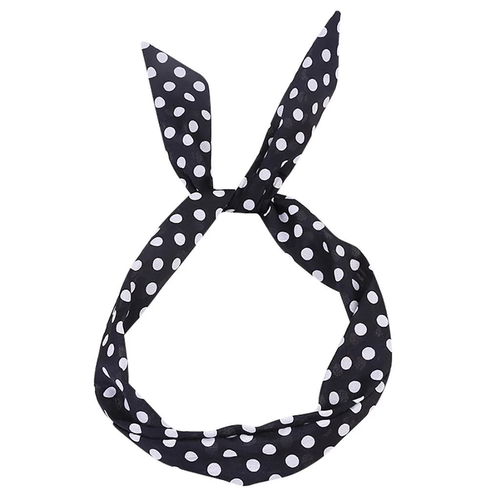 

Fashion Wired Headband Polka Dot Tartan Retro Scarf Wire Hair Band Bow simple dot headband gumki do wlosow#yl