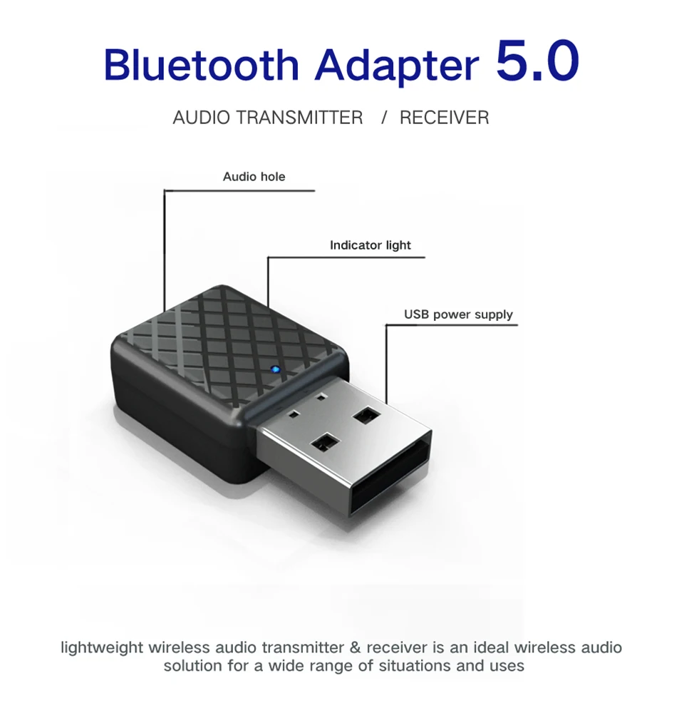 Bluetooth 5,0 аудио приемник передатчик 3,5 мм AUX Jack стерео Bluetooth передатчик для ТВ ПК автомобиля USB беспроводной адаптер