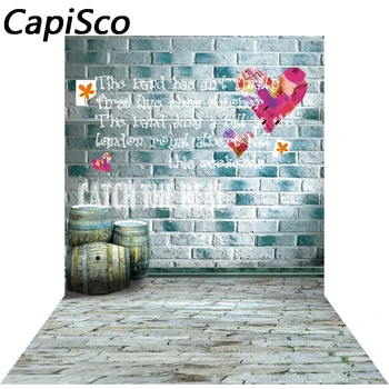 

Capisco Beautiful brick walls Heart pattern barrels Pictorial cloth Customized photography Backdrop Background studio prop