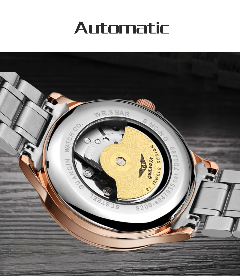 GUANQIN Tourbillon механические мужские часы Лидирующий бренд водонепроницаемые часы мужские деловые автоматические Аналоговые часы relogios masculino