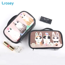 Lady Cute Cat Makeup Organizers Korean PVC portable travel handbags rabbit waterproof Bag bathroom small Cosmetic Storage Bag