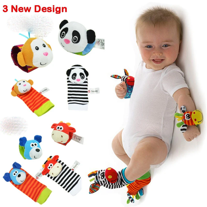 

4PCS/LOT Baby Boys Girls Toy Rattle Wrist Foot sock Newborn baby Plush Sock (YYT121-YYT123)