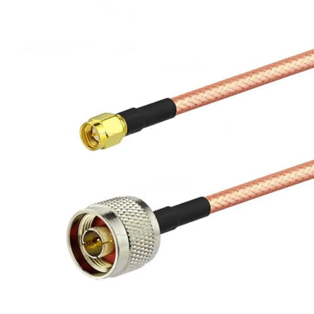 

20M RF RG142 SMA Male Plug to N Male Plug Coaxial RF Cable Assembly Double Shielded Plate Copper with Silver Cable Low Loss