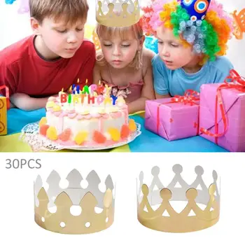 

30pcs Golden King Crowns Gold Foil Paper Party Crowns Hat Cap Birthday Celebrate Baby Shower Photo Props Two Styles Available