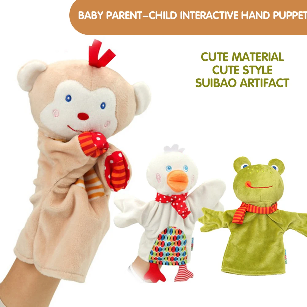 

Baby toy hand plush 25cm simulation animal Cartoon cute animal plush toy puppet monkey / frog / duck figurine Children's gift