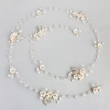 SLBRIDAL, проводные стразы, Кристалл, Пресноводный Жемчуг, цветок, свадебная тиара, повязка на голову, свадебные волосы, лоза, подружки невесты, аксессуары для волос