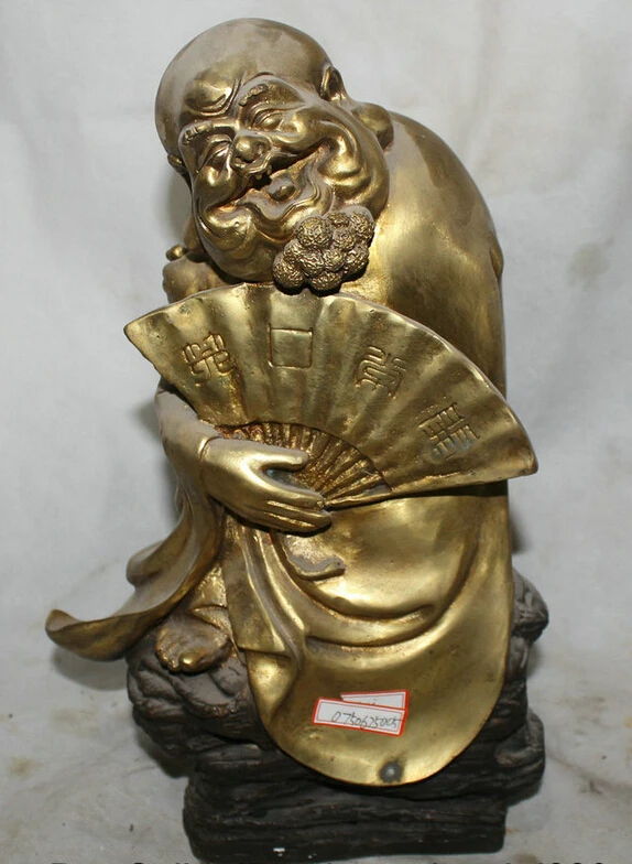

S2258 14" China Buddhism Bronze Gild Seat Arhat Damo Bodhidharma Dharma Buddha Statue D0318