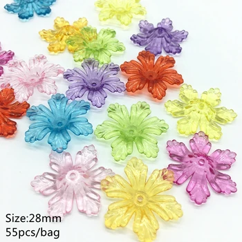 

Meideheng 6 Petal Flowers Shape Beads Acrylic Transparent DIY Beads For Jewelry Making Handmade Crafts Accessories 28mm55pcs/bag