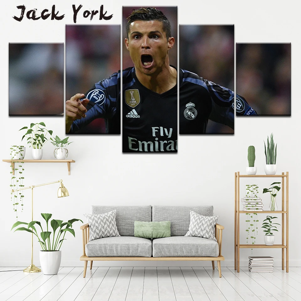 

Canvas Painting the football player of UAE 5 Pieces Wall Art Painting Modular Wallpapers Poster Print for living room Home Decor