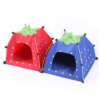 

Strawberry Pet House Tent Shaped Summer Dog Cozy House Cat Home Breathable Oxford Cloth Foldable Bed Cat House Puppy Kitten Bed