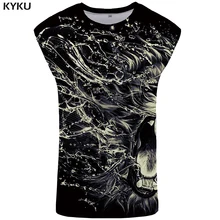 Бренд KYKU, майка с изображением Льва, мужская майка в стиле панк, мужская майка для бодибилдинга, рок-майка, майка без рукавов, мужская одежда