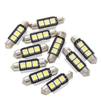 

10X 36MM Bulb Lamp 3 LED 5050 SMD CANBUS White Car Dome