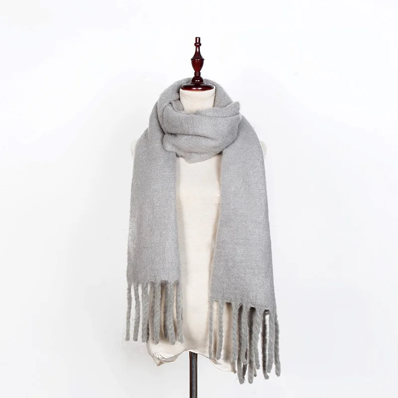 Winter Pure Wool Unisex Scarves Warm Knitting Acrylic Muffler Long