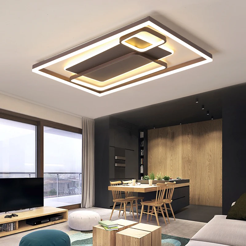 

Surface Mounted Coffee Color Modern led Chandelier for living room bedroom study room Rectangle/Square/Round Chandeliers Fixture