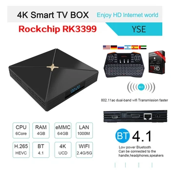 

XiPu industry New Product Android Tv Box YSE-Pro rockchip rk3399 OS9.0 4GB64GB BT4.1 With 1 Month Free IPTV And I8-plus Keyboard