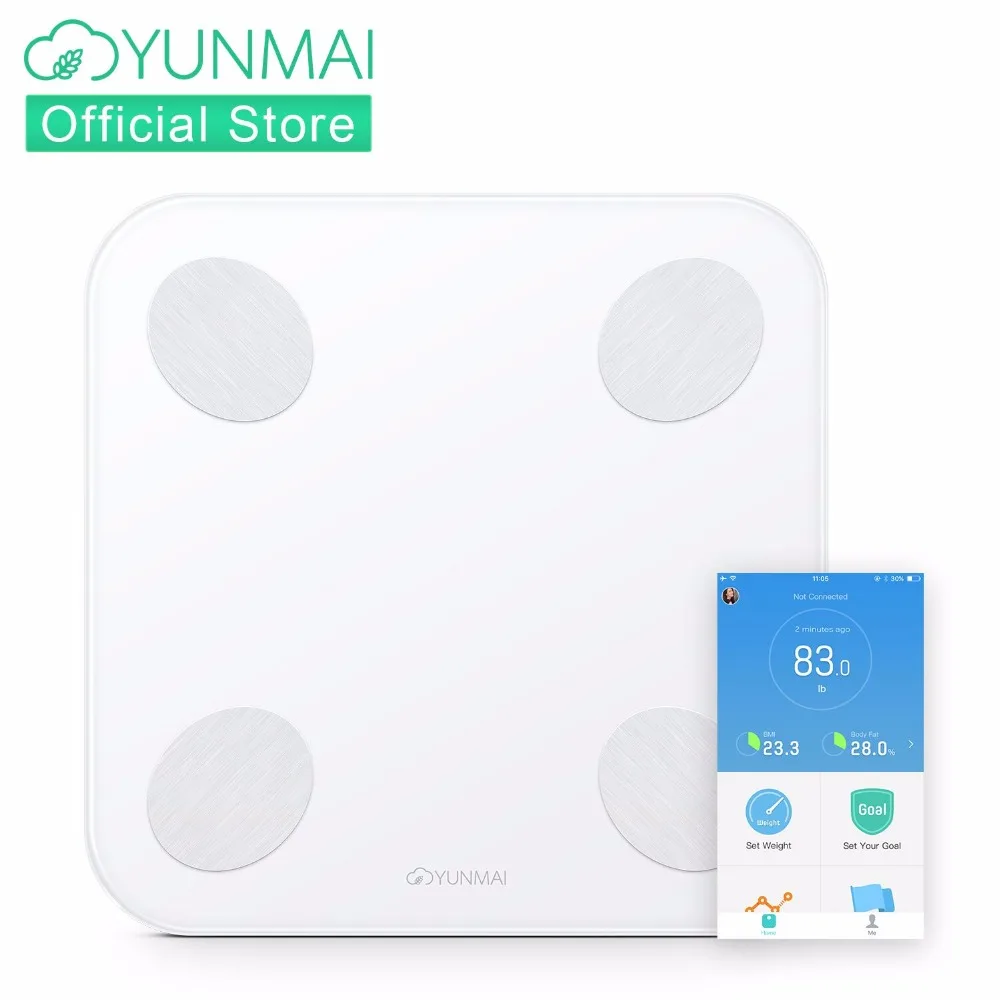 

YUNMAI Balance Digital Floor Scales Smart Body Fat Monitor with Hidden LED Display, Bathroom Scale with Free iOS and Android App
