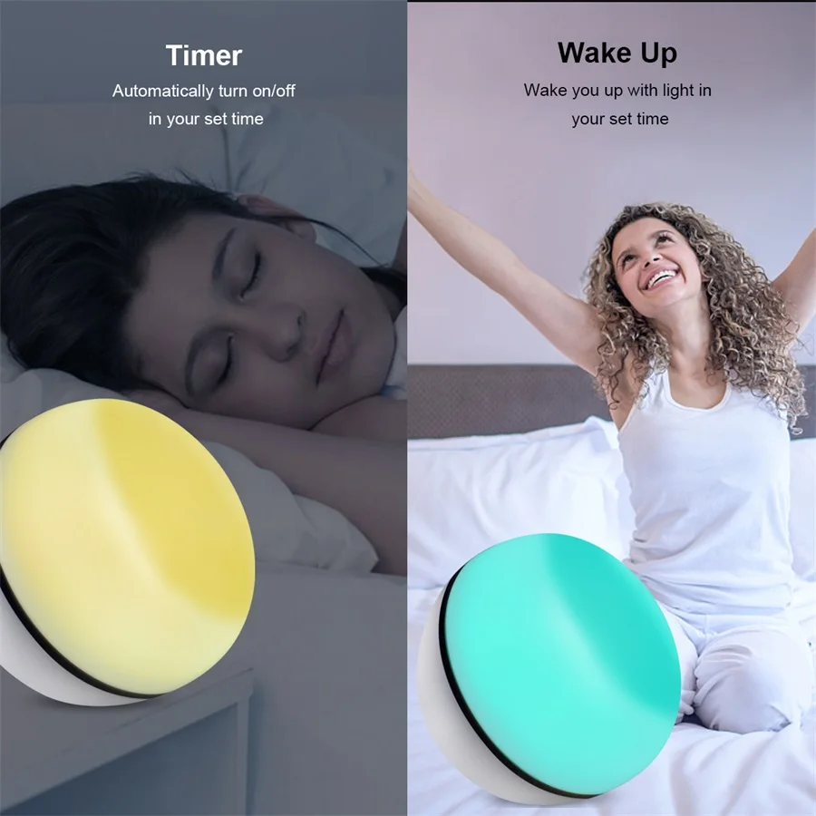 Умный Wifi светодиодный ночник с регулируемой яркостью, светодиодный сенсорный Ночной светильник, голосовое приложение Alexa, управление с функцией пробуждения и таймера