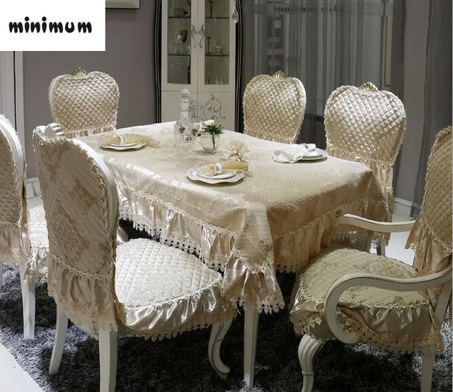 European Style High Grade Fabric Dining Tablecloth Chair Cover European Style High Grade Fabric Dining Tablecloth Chair Cover Double Layer Embroidered Lace Table Cloth